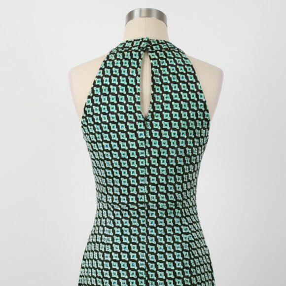 NWOT Jude Connally Dress Green Geometric Sleeveless Stretch Knit Sheath S - Picture 3 of 13